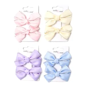Card of 2 Pastel bow clips 4.5cm